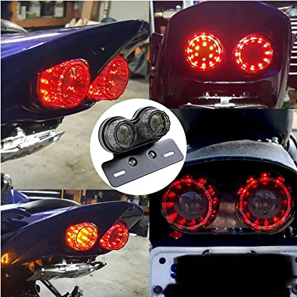 40-LED Motorcycle Tail Light Integrated Driving & Brake Light Turn Signal Lamp With License Plate Bracket