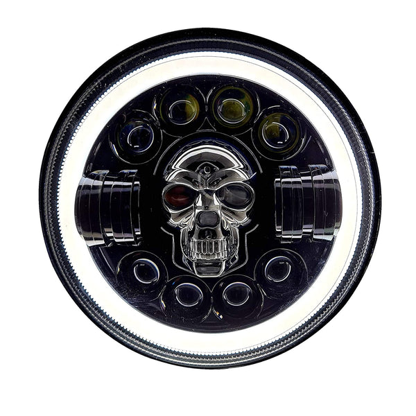 Royal Enfield Meteor  Skull Design 8 Led 4 Projector Full Ring Headlight